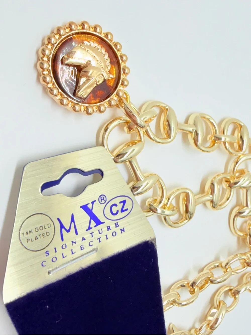 14k gold plated Horse bit Necklace & horsebit links with Horse pendant